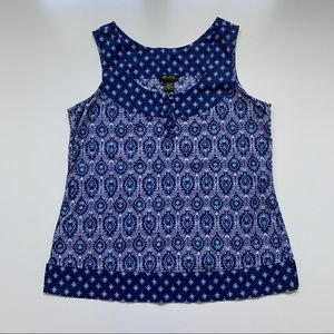 Eddie Bauer 100% Cotton Blue Print Tank Top